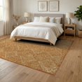 thumbnail image 3 of ODIKA 6'x9' Washable Area Rug Orange Fall Vintage Terracotta Farmhouse Boho Scrollwork Floral Lattice Medallion Design for Dining Room, Under Table, Office Décor, Non-Slip Chair-Friendly, 3 of 7