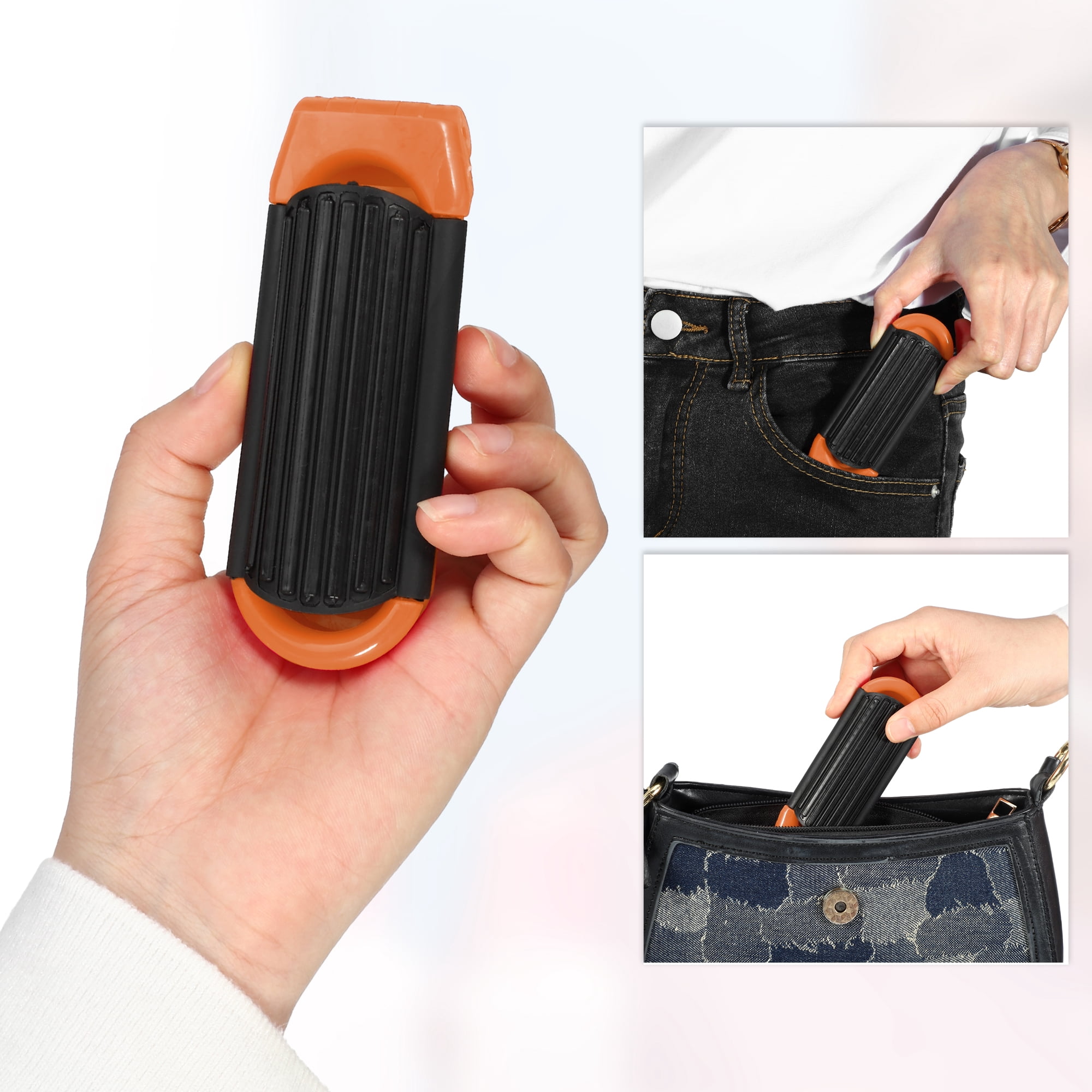 Unique Bargains 1Pc Portable Foldable Mirror Comb Orange