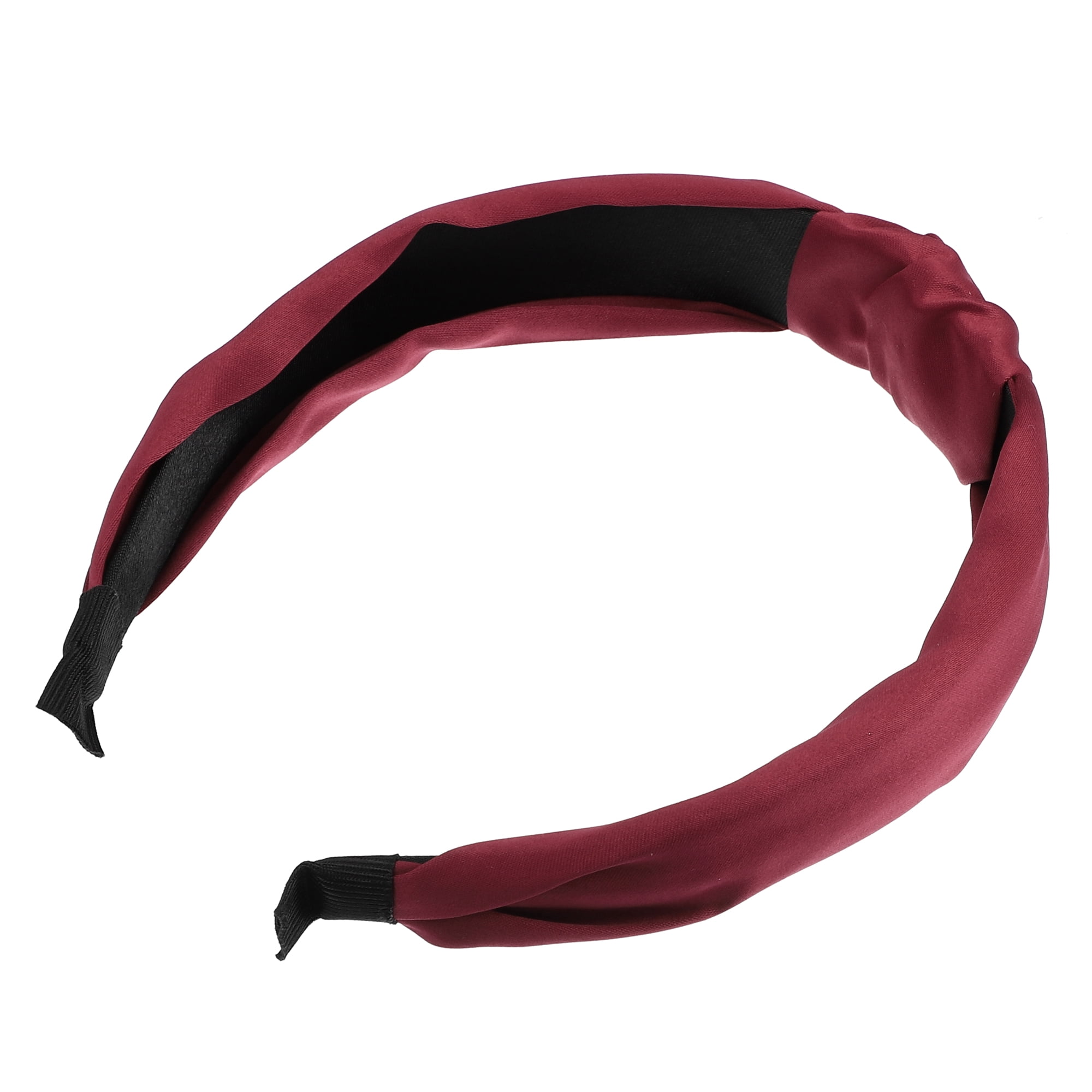 Unique Bargains Satin Knot Headband Hairband for Women 1.2 Inch Wide Wine Red
