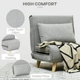 thumbnail image 3 of HOMCOM Modern Rubber Wood Metal Polyester Linen Solid Print Adjustable Backrest Chair, Light Gray, 3 of 9