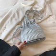 thumbnail image 4 of Women Bucket Bag Drawstring Lightweight Pleated Sweet Crossbody Bag Shopping Bag, 4 of 10