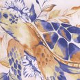 thumbnail image 4 of Jordan Manufacturing 18" x 18" Burnt Orange, Cream and Blue Sea Turtle Nautical Square Decorative Throw Pillow with Welt, 4 of 6