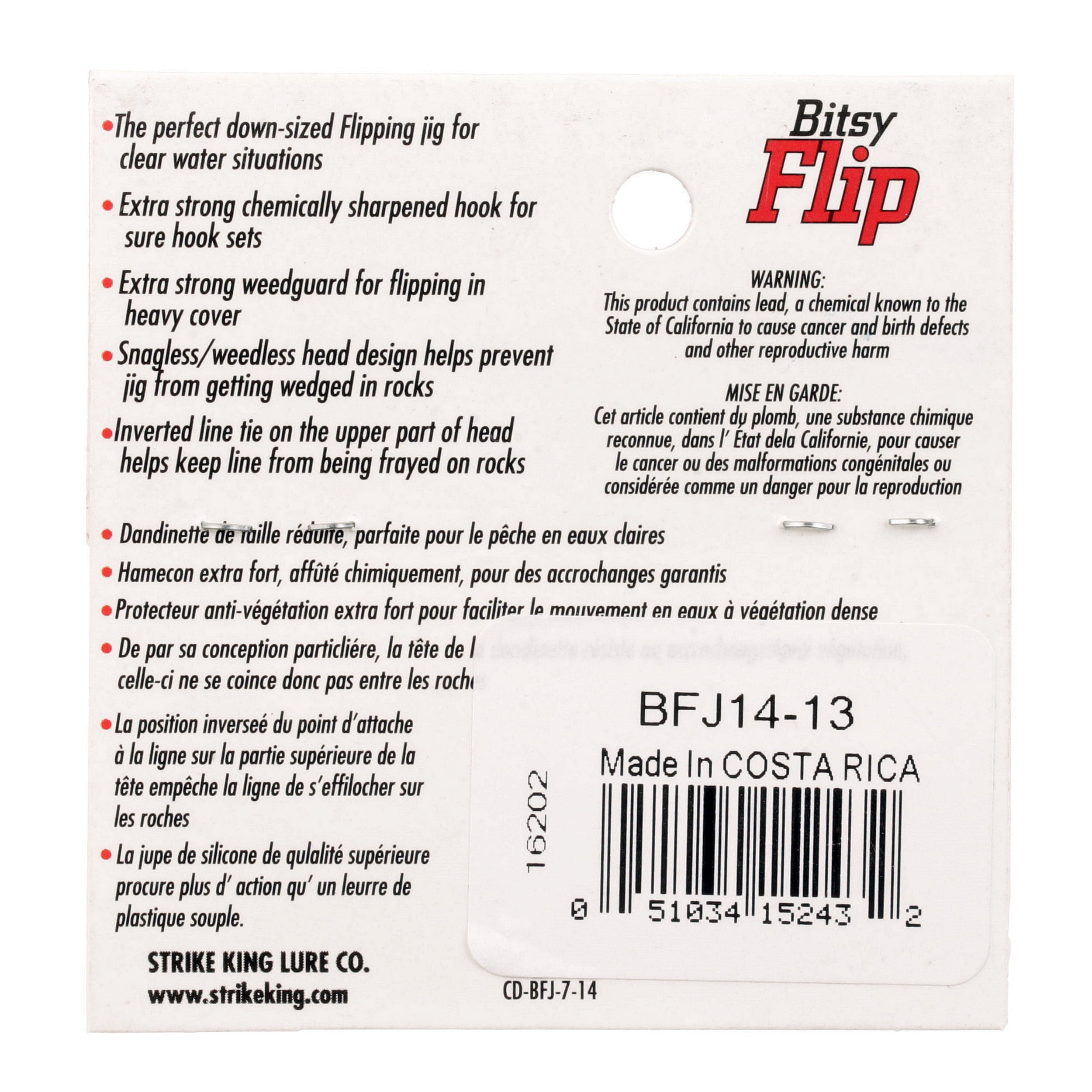 (3 pack) Strike King Bitsy Flip Jig 1/4oz Green Crawfish Bass Jig