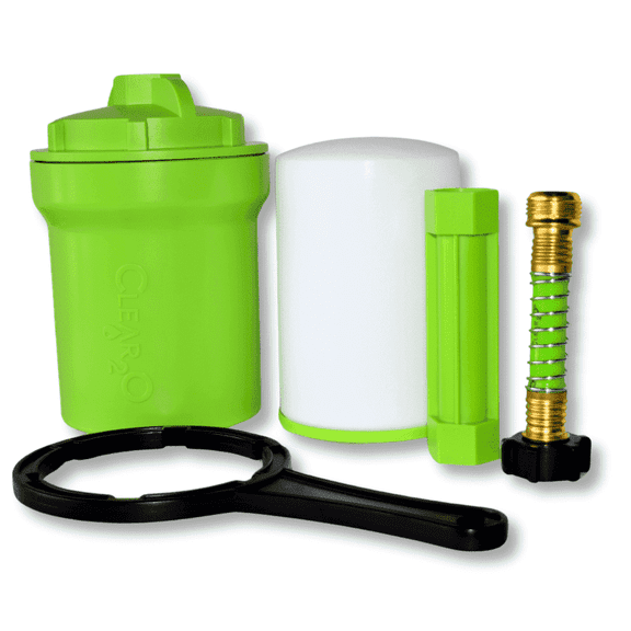 CLEAR2O® DirtGUARD RV Sediment Pre-Filter CPF1000  Includes Pre-Filter Housing, 10 Micron Sediment Filter, Wrench, Backwashing Adapter & Hose Extender