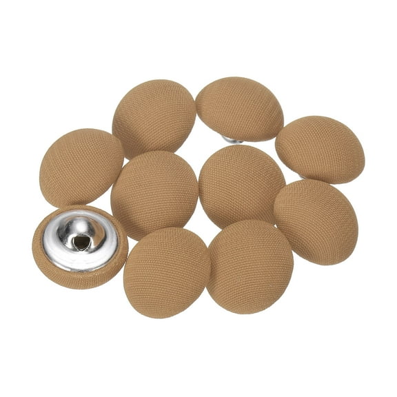 Uxcell 10pcs 24L Fabric Cloth Covered Button 15mm 5/8" Metal Shank Round Sewing DIY Buttons Craft Replacement Button for Sewing Clothing Suits Coats Blouses Sweaters, Light Tan