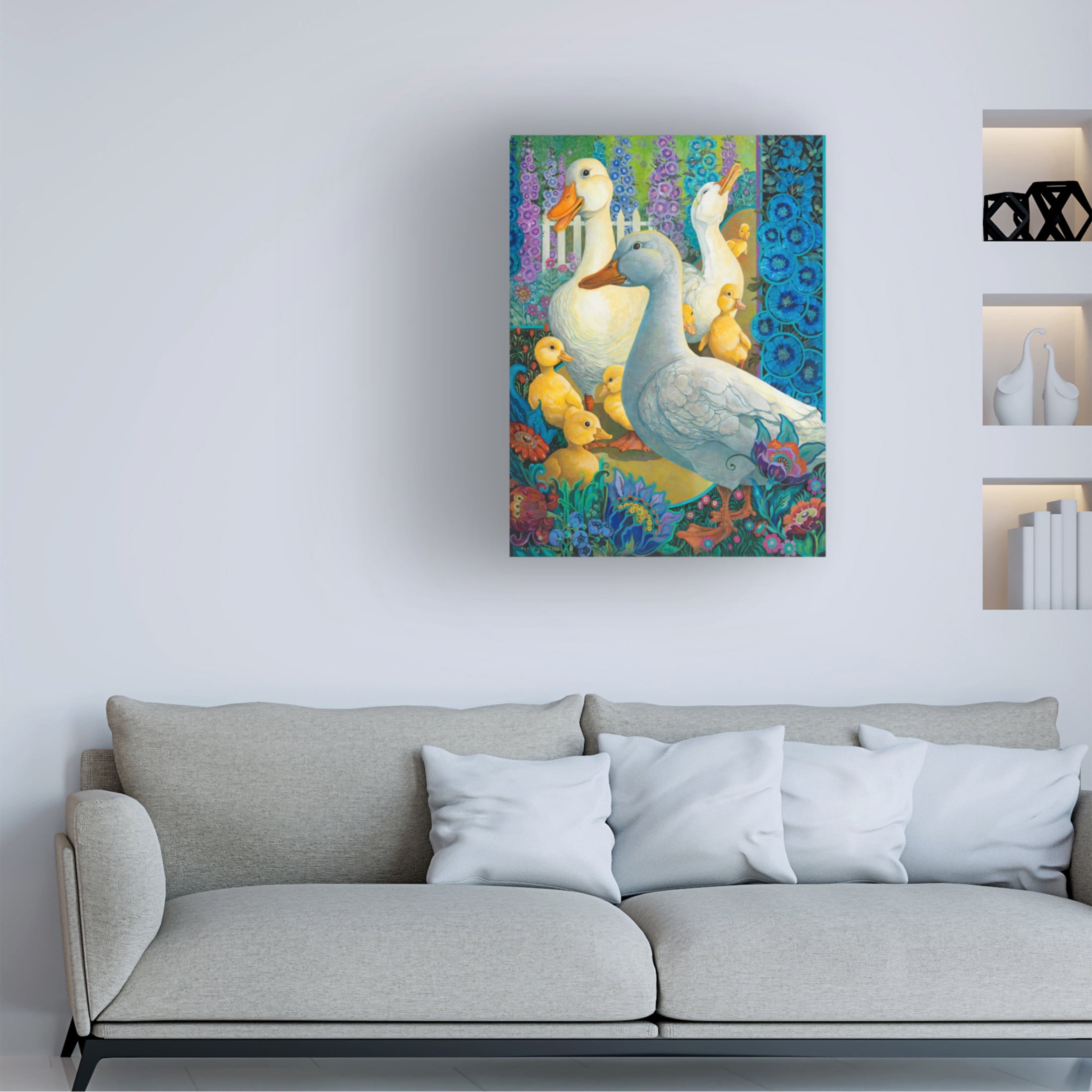 Canvas Wall Art - David Galchutt 'Duck Crossing' Wall Art for Living Room, Bedroom, or Office Décor by Trademark Fine Art - 18 x 24 Inches