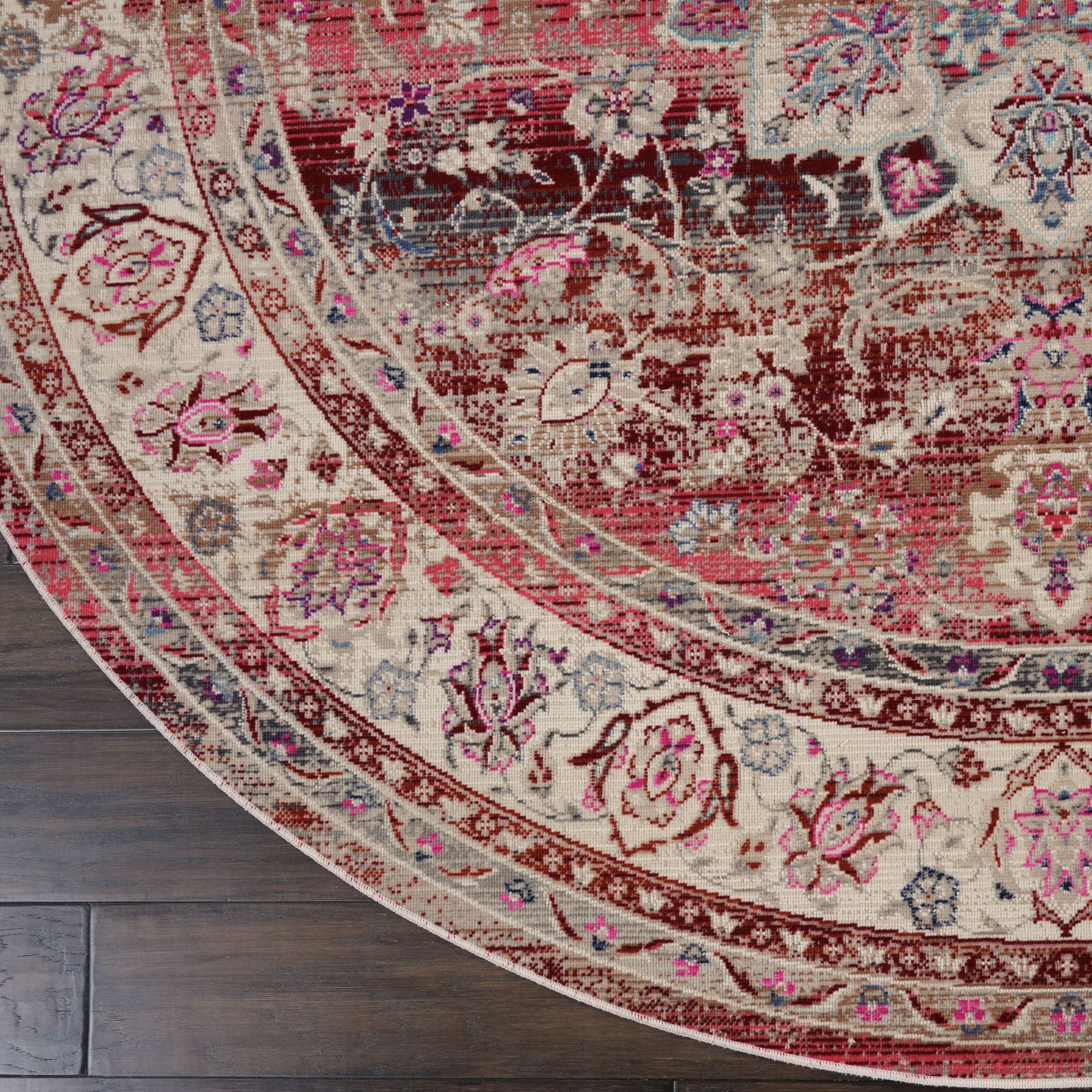 Nourison Vintage Kashan VKA01 Burgundy/Ivory/Blue Indoor Area Rug - 6' x ROUND