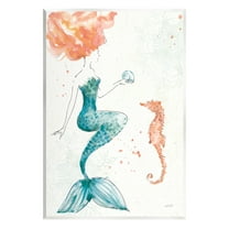 Stupell Industries Mermaid and Ocean Seahorse Graphic Art Unframed Art Print Wall Art, Design by Anne Tavoletti