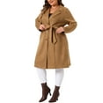 thumbnail image 2 of DARING DIVA Plus Size Faux Suede Trench Notch Lapel Long Sleeve Jacket 1X Brown, 2 of 6