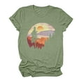 thumbnail image 4 of T Shirts for Women Casual Vintage Sun Print Camping Print Solid Color Short Sleeve Refreshing Breathable Resistant Daily Green Tank Tops Sizes XL, 4 of 5