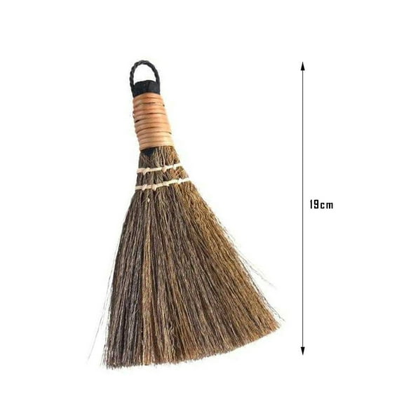 Small Whisk Brush, Broom Grass Natural Handle Bamboo Traditional Handmade, for Desktop,Windowsill Surface Indoor Outdoor