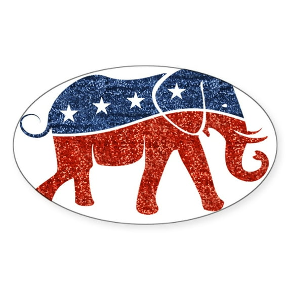 CafePress - Glitter Republican Elephant Sticker - Sticker (Oval)