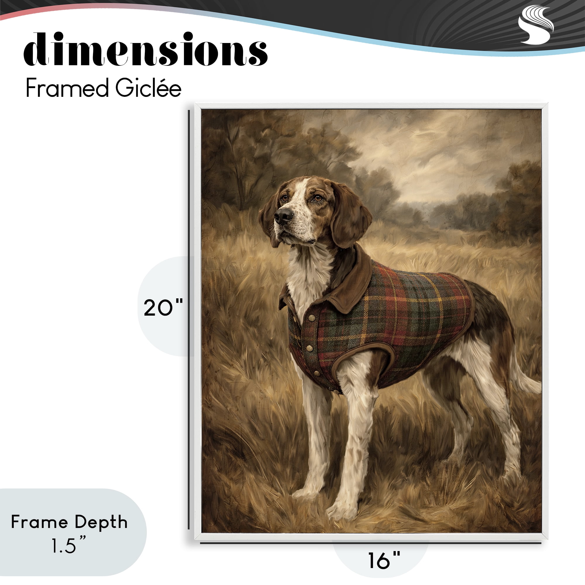 Stupell Industries Hunting Days Plaid Jacket Hound White Framed Giclee Art, design by Kim Allen