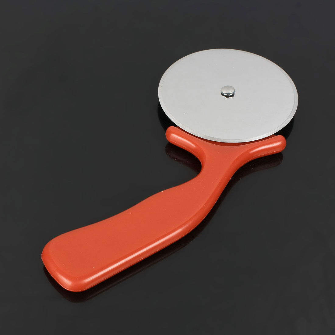 Kitchen Plastic Handle Metal Pizza Cutter Wheel Slicer Blade Red Silver Tone