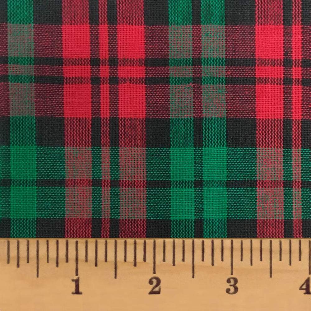 Evergreen Christmas Tartan Plaid Red Green Homespun Cotton Fabric ...