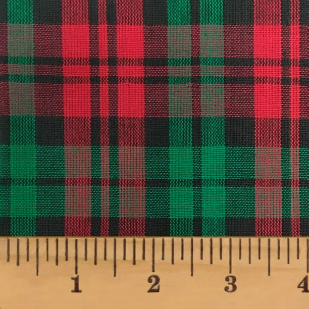 Evergreen Christmas Tartan Plaid Red Green Homespun Cotton Fabric