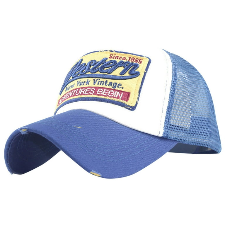 Hontri Hat Embroidered Summer Cap Mesh Hats for Men Women Casual Hats Hip Hop Baseball Caps Baseball Cap Blue, Women's, Size: One Size
