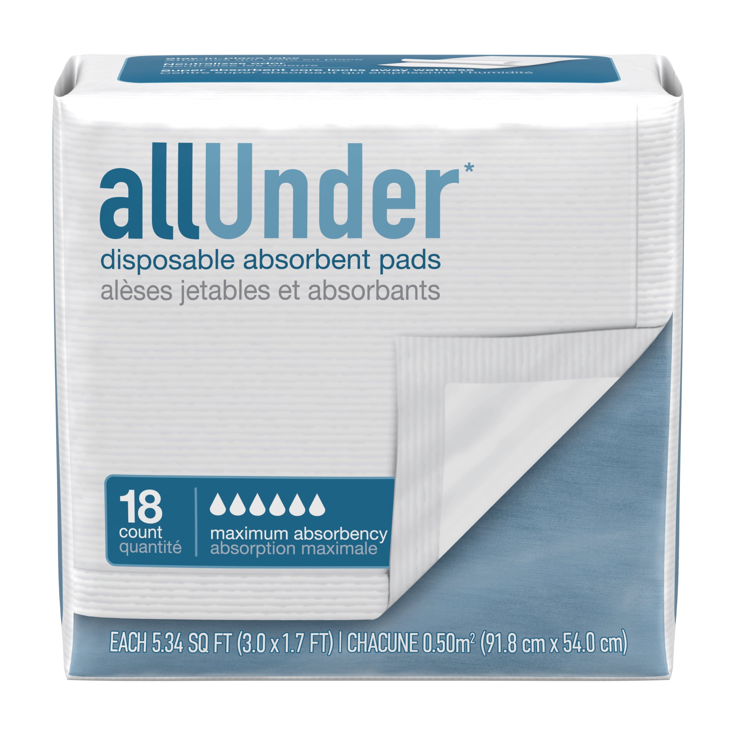 allUnder Unisex Incontinence Disposable Maximum Underpads, 35” x 24