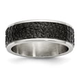 thumbnail image 2 of Auriga Fine Jewelry Stainless Steel Polished and Textured Black IP-plated 8 mm Band for Women Size 11.5, 2 of 7
