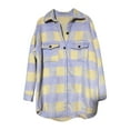 thumbnail image 4 of Mingw Womens Plaid Shacket Jacket Flannel Knitting Cotton Winter Clothing Woolen Coats,XL, 4 of 5