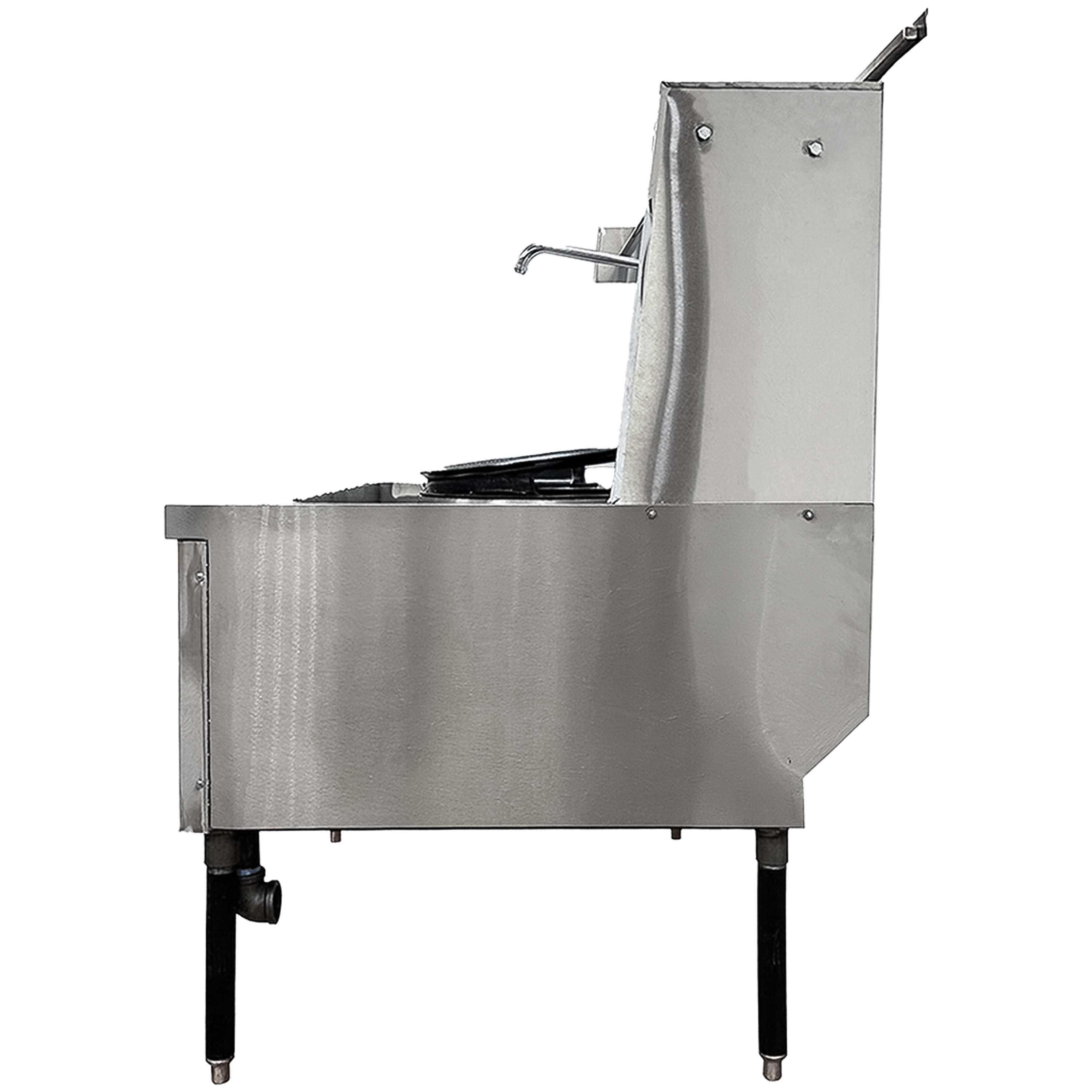 NSF Certified 47.5" 2-Hole Chinese Wok Range – 13" & 16" Ring Burners with Auto Faucet & Backsplash