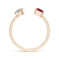 thumbnail image 2 of ANGARA Natural Two-Stone Emerald-Cut Ruby & Pear Diamond Open Ring in 14K Rose Gold for Women (Size-6x4mm) | July Birthstone, Birthday, Anniversary, Jewelry Gift for Women | Natural Ruby Ring, 2 of 10