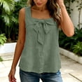 thumbnail image 6 of Kilaqueen Womens Bow Tie Front Tank Tops Summer Dressy Solid Color Square Neck Sleeveless Tunic Blouses Lightweight Loose Fit Casual Going Out Cami Gauze Shirts, 6 of 7