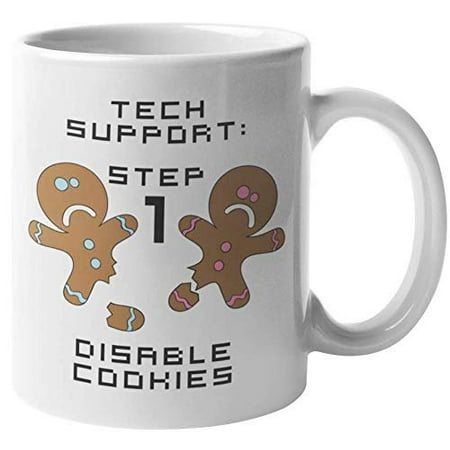 Step 1 Disable Cookies Hilarious Tech Support Troubleshooting Terminology Pun Coffee & Tea Gift Mug For Call Center Agents, Software Engineer, Computer Geeks, Techy Nerds, Technical Men & Women