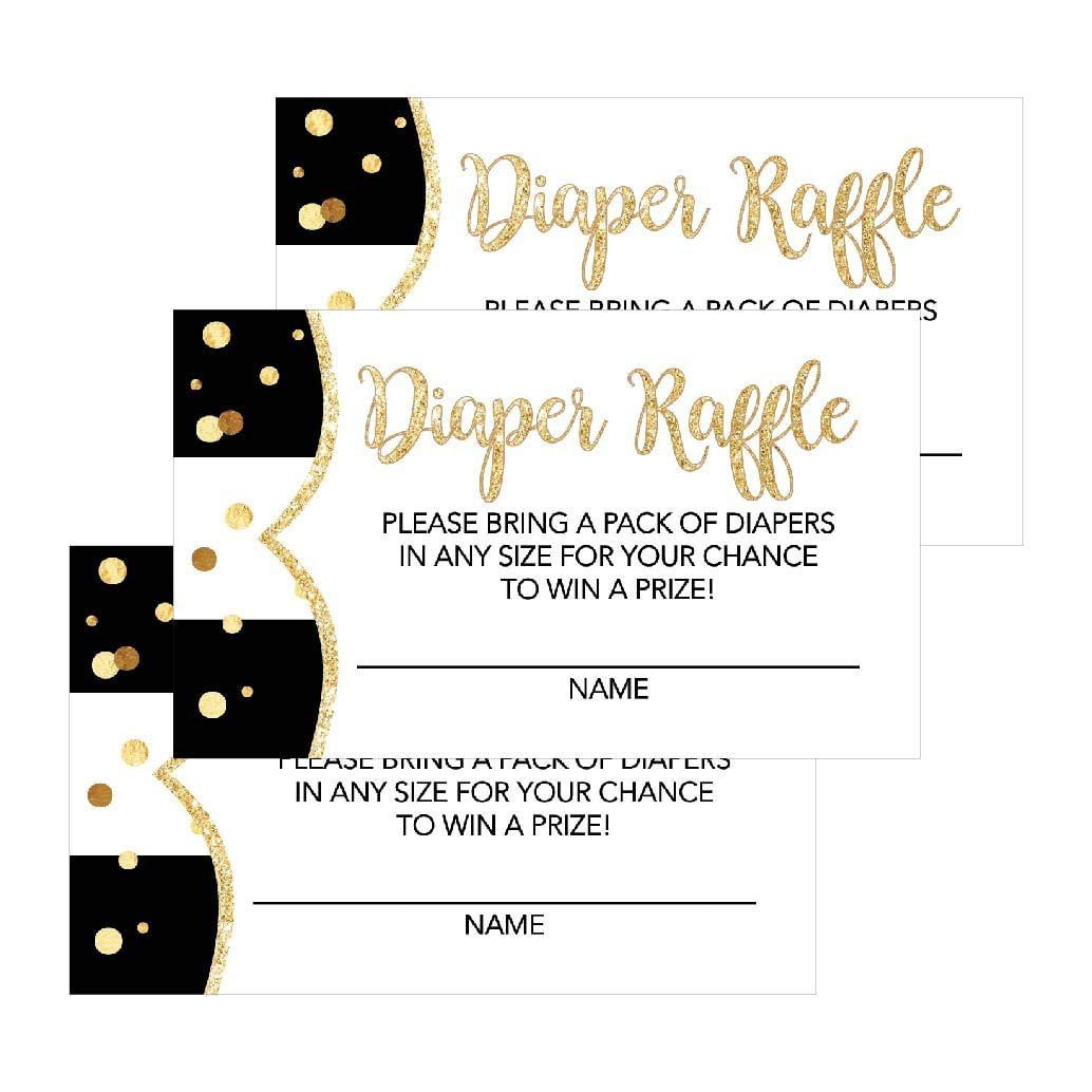 25 Count Invitation Insert Cards Baby Gender Reveal Party Diaper Raffle Tickets 