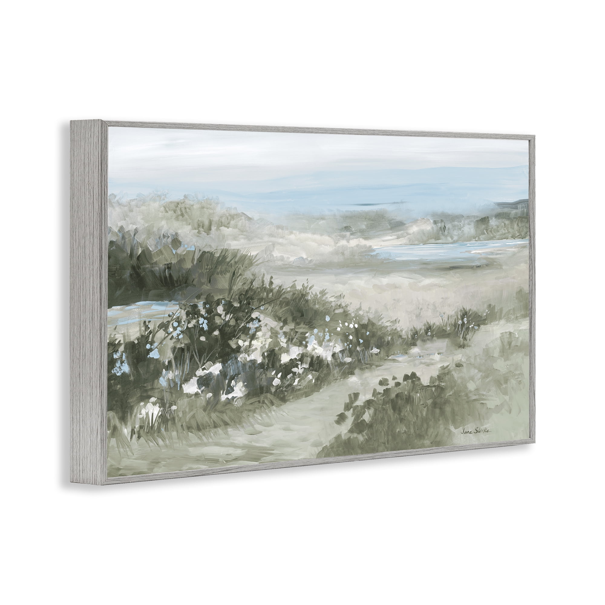 Stupell Industries Neutral Quiet Composition Landscape Gray Framed Giclee Art, design by Jane Slivka