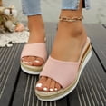 thumbnail image 3 of Dakaela Slip on Wedge Sandals for Women Open Toe Platform Slides Espadrilles 2.16 Inch Comfortable Dressy Beach Summer Mules Shoes Pink 9.5, 3 of 8