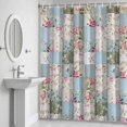 thumbnail image 5 of Blue Green Geometric Shower Curtain for Bathroom Decor, Pink Floral Waterproof Fabric Shower Curtain, 72"x84" Set with 12 Hooks, 5 of 9
