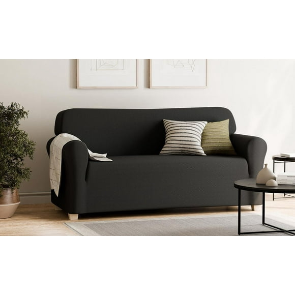 SmartFit Pixel Soft Stretch Sofa Slipcover, 1-Piece, Black
