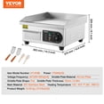 thumbnail image 3 of VEVOR Commercial Electric Griddle,1700W Countertop Flat Top Grill,122℉-572 ℉ Adjustable Temp,14.17 x 11.81 x 0.39in Stainless Steel Griddle Grill with 2 Shovels and 2 Brushes for Home or Restaurant, 3 of 9