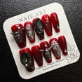 thumbnail image 2 of JC Press On Nails Kit, Durable, Easy Application, Short Length Nail Press Ons, Handmade, Stylish Impress, Red (S10 M), 2 of 6