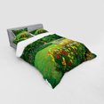 thumbnail image 3 of Ambesonne Spring Bedding Set 3 Pcs, Garden with Tulips Trees, Twin XL, Green and Red, 3 of 3