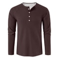 thumbnail image 5 of Men’s Waffle Long Sleeve Shirt Casual Button Down Thermal Henley Shirts Lightweight Plain Fall Tshirts Pullover Deep Red M, 5 of 9