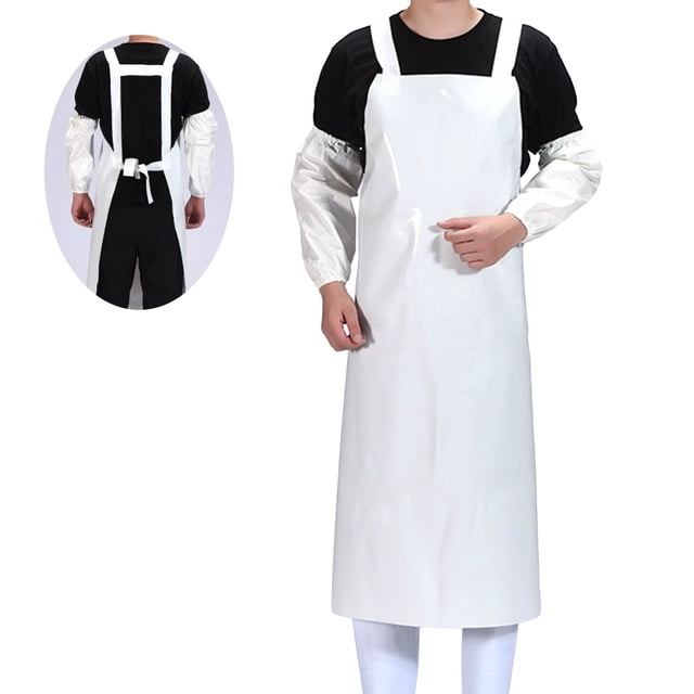 Waterproof Oil-Proof TPU Bib Apron with Sleeves Oil Resistant Chef Apron Food-Grade Plastic Apron for Seafood Processing Kitchen Food Factory
