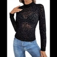 thumbnail image 2 of Blusas de de Larga para Mujer, Cuello Alto, Transparentes, para Salir, Ropa de Club Negro XXL, 2 of 9