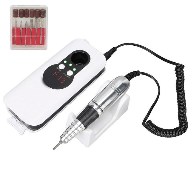 Portable Nail Drill Machine 35000RPM Electric Manicure Polishing Tools for Nail Beauty Salon White 100‑240VEU Plug