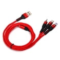 thumbnail image 2 of Cable de carga USB 3 en 1 Cable USB de carga rápida para puertos IOS/Tipo C/Micro USB Rojo, 2 of 10