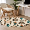 thumbnail image 4 of Round Rugs 3Ft, Geometric Feathers Round Area Rug Washable Indoor Throw Carpet, Boho Ethnic Retro Country Motifs Small Non Slip Circle Rug for Bedroom Living Room Home Decor Aesthetic, 4 of 8
