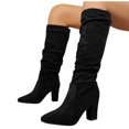 thumbnail image 5 of Tawop women's Boots Knee High Chunky High Heel Round Toe Winter Black Boots, 5 of 9