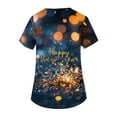 thumbnail image 3 of Plus Size Scrubs Tops for Women Funny 2026 Happy New Year Print Tops for Women Short Sleeve Nursing Uniforms Soft Stretchy Scrub Shirts, 3 of 5