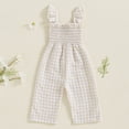 thumbnail image 3 of HWJAD Toddler Baby Girls Ruffle Sleeveless Smocked Romper One Piece Gingham Jumpsuit Summer Outfits Clothes, 3 of 7