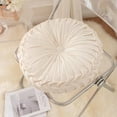 thumbnail image 2 of SHANNA Round Velvet Seat Cushion Pleated Pumpkin Floor Throw Pillow 14''x14'' Soft Decorative for Bed Sofa Couch Car Seat, Beige, 2 of 7