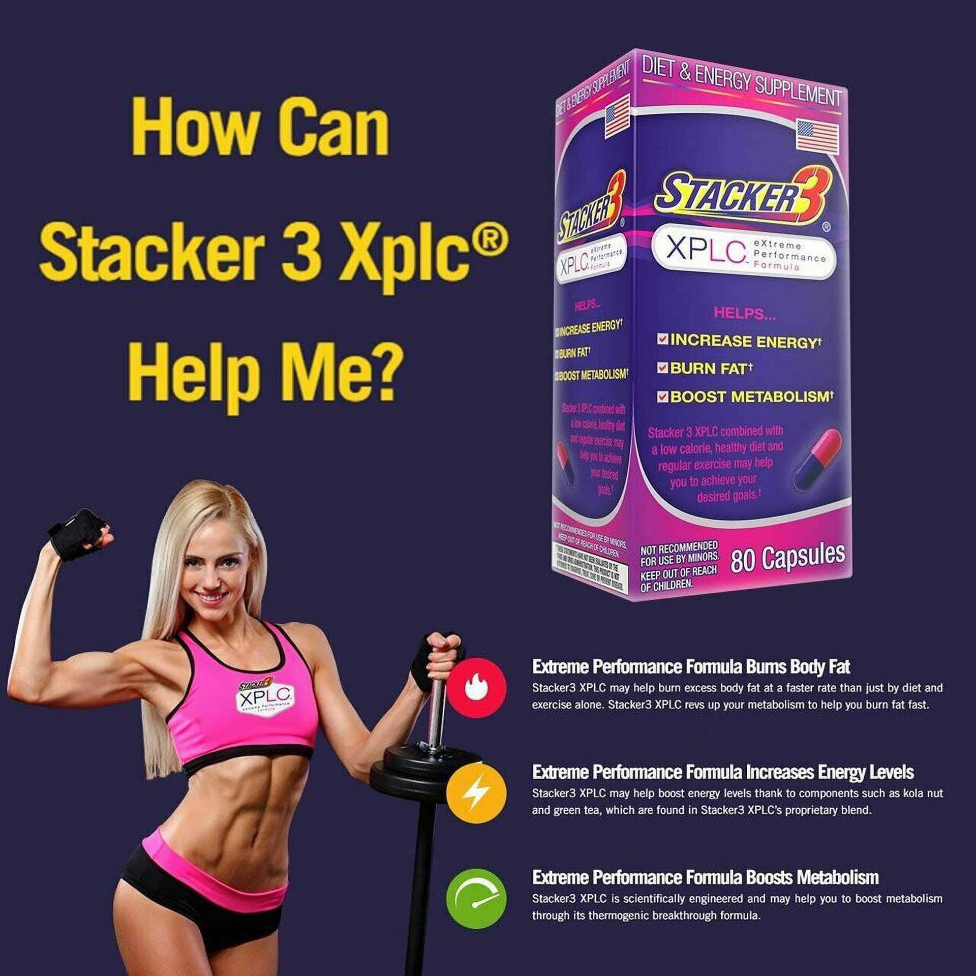 Stacker 3 XPLC Body Fat Burner and Metabolism Boosting 80 capsules Pack of 2