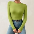 thumbnail image 3 of JYLPZYR Plus Size Oversized Tshirt Women Casual Multicolor Basic Round Neck Solid Color Knit Long Sleeve Bodysuit Top Womens Tops(Green1,One Size), 3 of 4