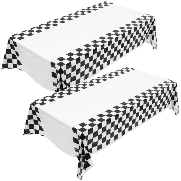 Manteles a cuadros desechables (2 unidades), blancos y negros.