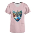 thumbnail image 5 of BiZtdJrK Mardi Gras Scrubs for Women 2025 Spring Summer Short Sleeve T Shirts Nurse Medical Uniforms Casual V Neck Scrub Tops Shirts Pink S Clearance Items, 5 of 6
